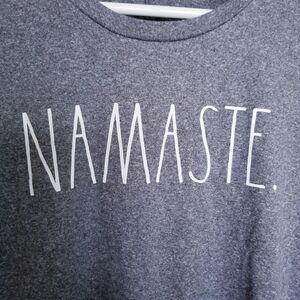Rae Dunn Gray 'Namaste' Graphic long sleeved Tee